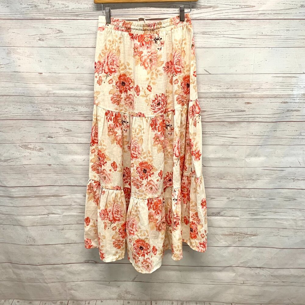 Kivari Florence Tiered Midi Skirt in Sunset Floral - Picture 2 of 8